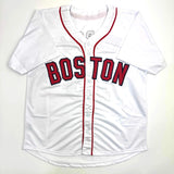 Autographed/Signed Dustin Pedroia Boston White Baseball Jersey JSA COA