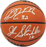 STOCKTON & MALONE AUTOGRAPHED INDOOR/OUTDOOR BASKETBALL JAZZ BECKETT 235781