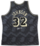 Lakers Magic Johnson Signed 1984-85 M&N HWC Swingman Black Jersey BAS Witnessed