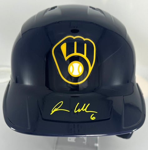 Brewers ISAAC COLLINS Signed Full Size Milwaukee Rawlings BLUE Helmet AUTO - JSA