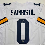 Autographed/Signed Mike Sainristil Michigan White Jersey Beckett BAS COA