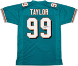 MIAMI DOLPHINS JASON TAYLOR AUTOGRAPHED TEAL JERSEY BECKETT BAS WITNESS 239803