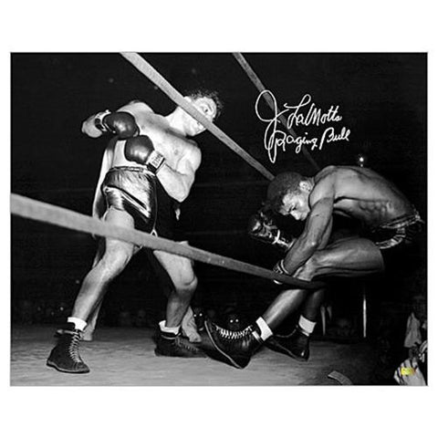 Jake LaMotta Autographed Knockout 16x20 Photo with Raging Bull Inscription