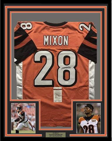Framed Autographed/Signed Joe Mixon 33x42 Cincinnati Orange Jersey JSA COA