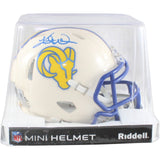 Kurt Warner Autographed Los Angeles Rams Mini Helmet Retro Beckett WIT 58583
