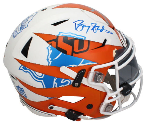 Barry Sanders Autographed FSM Ripped OSU / Lions Speed Flex Helmet Schwartz Holo