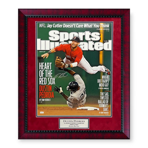Dustin Pedroia Signed Autographed 16x20 SI Cover Photograph Framed 23x27 NEP