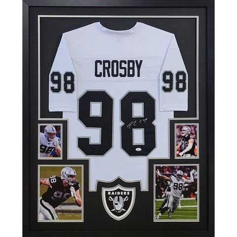 Maxx Crosby Autographed Signed Framed White Las Vegas Raiders Jersey JSA