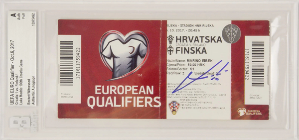 Luka Modric Signed 2017 Record 100th Croatia Game Match Ticket - BGS Authentic