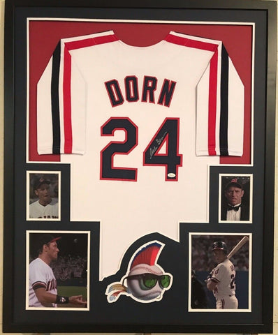 FRAMED CORBIN BERNSEN AUTOGRAPHED SIGNED MAJOR LEAGUE INDIANS JERSEY JSA COA