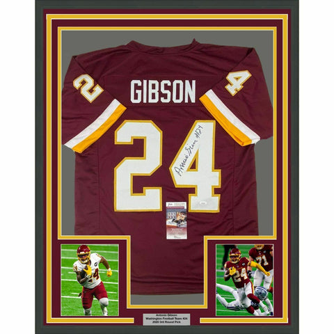 FRAMED Autographed/Signed ANTONIO GIBSON 33x42 Washington Red Jersey JSA COA