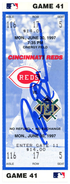 Deion Sanders Signed Cincinnati Reds 6/30/1997 vs Brewers Ticket BAS 37210