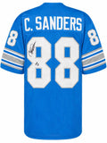 Charlie Sanders Signed Blue T/B Custom Football Jersey w/HOF'07 - (SCHWARTZ COA)