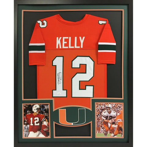 Jim Kelly Autographed Signed Framed Miami Hurricanes Jersey JSA