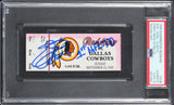 Cowboys Emmitt Smith "1st NFL TD" Signed 9/23/1990 Ticket Stub Auto 10! PSA Slab