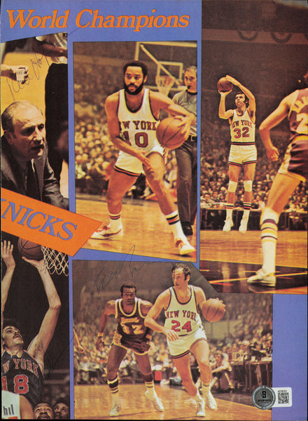Jackson, Bradley, Holzman Autographed Magazine Page Photo Knicks Beckett AE08253