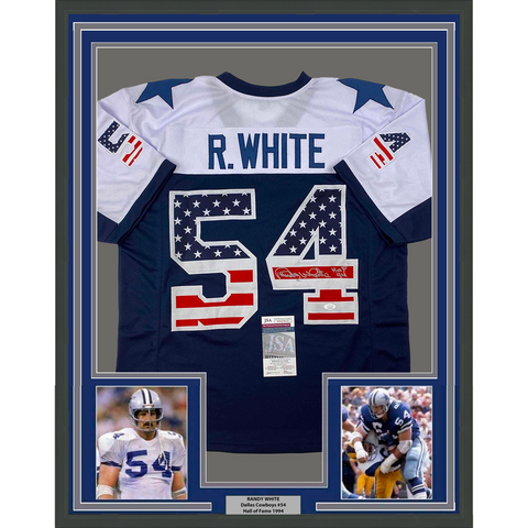 Framed Autographed/Signed Randy White 33x42 HOF 94 Dallas Jersey JSA COA