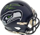 Russell Wilson Signed Seattle Seahawks Speed Mini Helmet In Green RW Holo