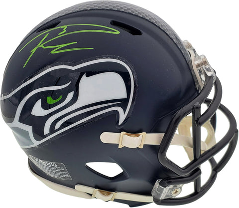 Russell Wilson Signed Seattle Seahawks Speed Mini Helmet In Green RW Holo
