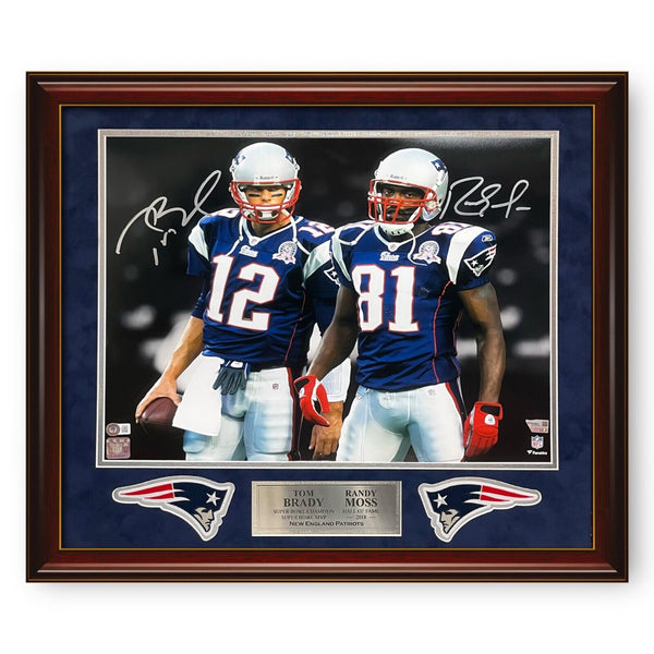Tom Brady & Randy Moss Signed Autographed Photograph Framed to 23x27 Fanatics