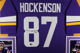 TJ HOCKENSON (Vikings purple SKYLINE) Signed Autographed Framed Jersey Beckett