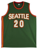 Gary Payton Authentic Signed Green Pro Style Jersey w/ White #s BAS
