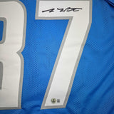 Autographed/Signed Sam LaPorta Detroit Blue Football Jersey Beckett BAS COA