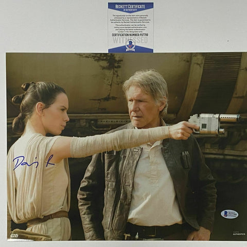 Autographed/Signed DAISY RIDLEY Rey Star Wars 11x14 Photo Beckett BAS COA #2