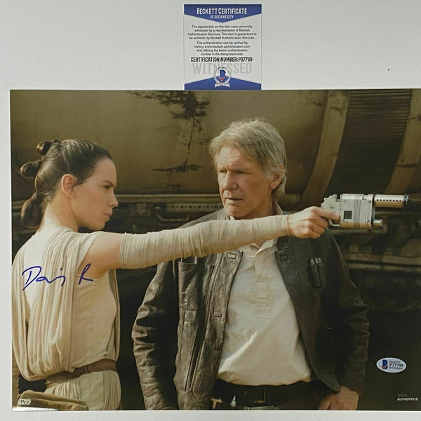 Autographed/Signed DAISY RIDLEY Rey Star Wars 11x14 Photo Beckett BAS COA #2