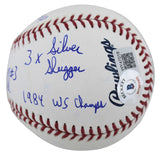 Tigers Alan Trammell "Career Stat" Authentic Signed Oml Baseball w/Case BAS Wit