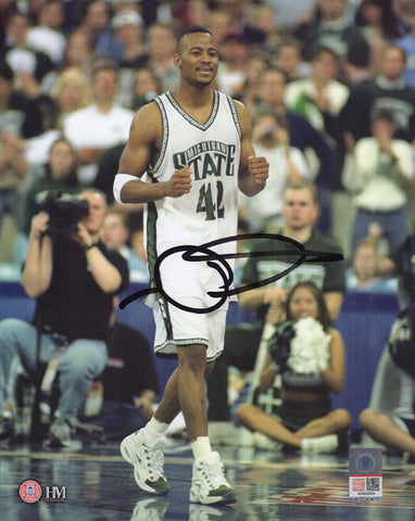Morris Peterson Signed Michigan State White Jersey Fist Pump 8x10 Photo (SS COA)