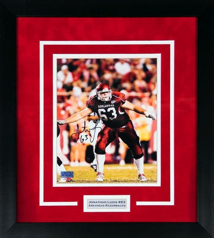JONATHAN LUIGS SIGNED ARKANSAS RAZORBACKS 8x10 FRAMED PHOTO COA