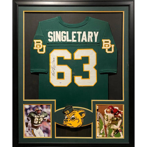 Mike Singletary Autographed Framed Baylor Bear Chicago Jersey