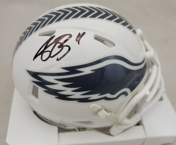 AJ BROWN SIGNED PHILADELPHIA EAGLES STS 3 SPEED MINI HELMET BECKETT QR