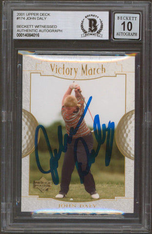 John Daly Authentic Signed 2001 Upper Deck #174 Card Auto Graded 10! BAS Slabbed