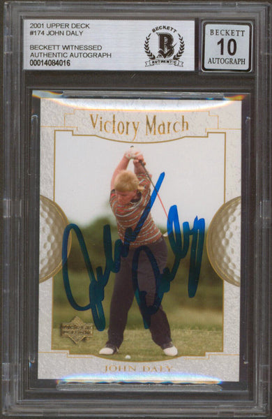John Daly Authentic Signed 2001 Upper Deck #174 Card Auto Graded 10! BAS Slabbed