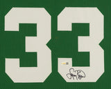 Larry Bird Signed Boston Celtics 35x43 Framed Jersey (JSA) 3xNBA Champion/ 3xMVP