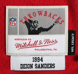 49ers Deion Sanders "HOF 2011" Authentic Signed Red M&N TB Jersey BAS Witnessed