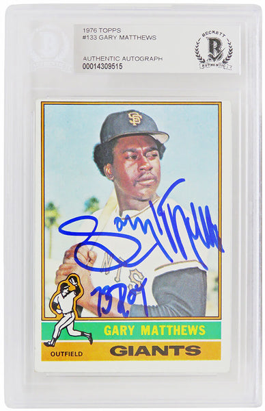 Gary Matthews Autographed Giants 1976 Topps Card #133 w/73 ROY (Beckett)