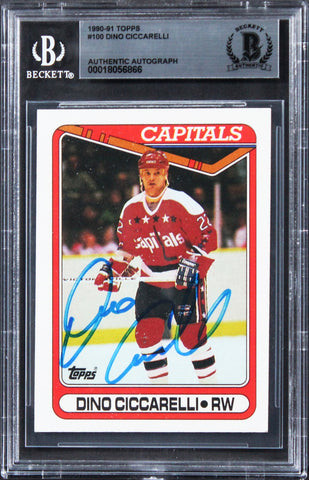 Capitals Dino Ciccarelli Authentic Signed 1990 Topps #100 Card BAS Slabbed