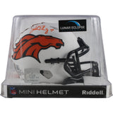 John Elway Autographed Denver Broncos Lunar Mini Helmet Beckett Witness 50197