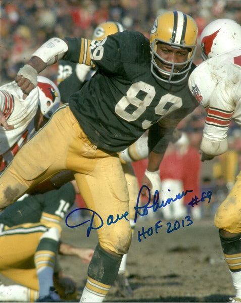 Packers SB I & II Champ DAVE ROBINSON Signed 8x10 Auto Photo #3 w/ HOF 2013