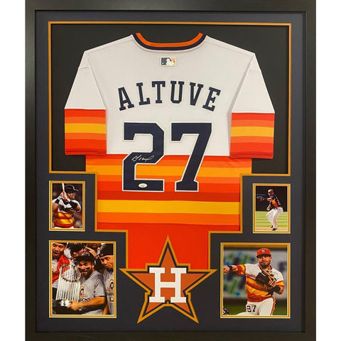 Jose Altuve Autographed Signed Framed Houston Astros TB Jersey JSA