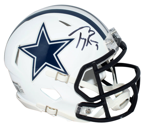 TONY ROMO AUTOGRAPHED DALLAS COWBOYS FLAT WHITE SPEED MINI HELMET BECKETT