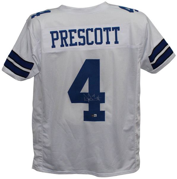 Dak Prescott Autographed/Signed Pro Style White XL Jersey BAS 32773