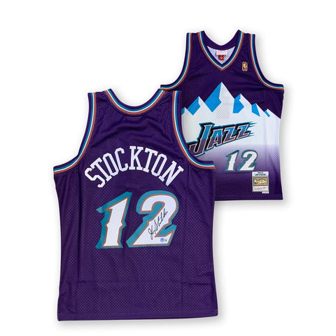 John Stockton Signed Utah Jazz Mitchell Ness Purple Swingman Jersey Beckett L