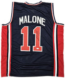 TEAM USA KARL MALONE AUTOGRAPHED SIGNED BLUE JERSEY JSA STOCK #215760