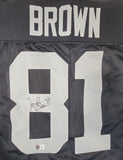 TIM BROWN AUTOGRAPHED SIGNED PRO STYLE CUSTOM XL JERSEY BECKETT QR COA