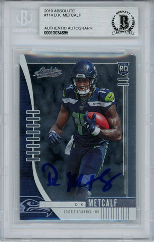 DK Metcalf Autographed 2019 Panini Absolute Rookie Card BAS Slab 31646