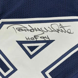 FRAMED Autographed/Signed RANDY WHITE 33x42 Dallas Blue Football Jersey JSA COA